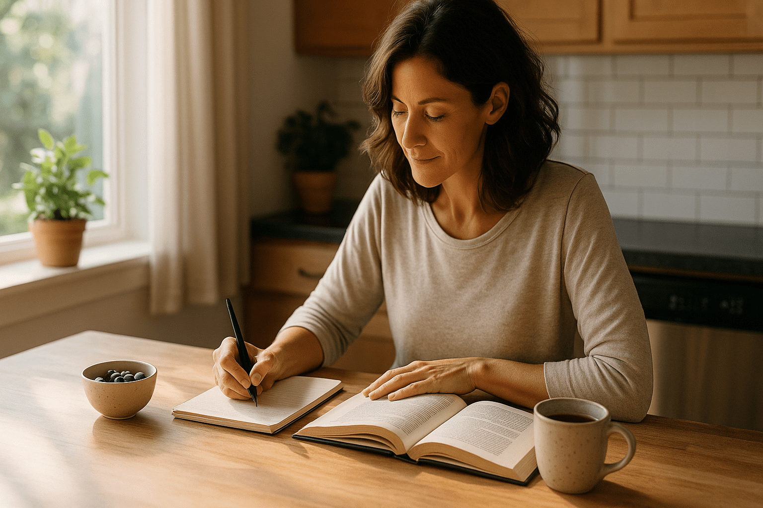 Woman experiencing brain fog holding her head